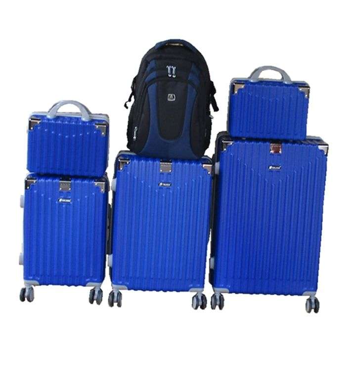 SMTE - 5-Piece Blue ABS HardShell Luggage Set with Spinner Wheels &Travel Backpack
