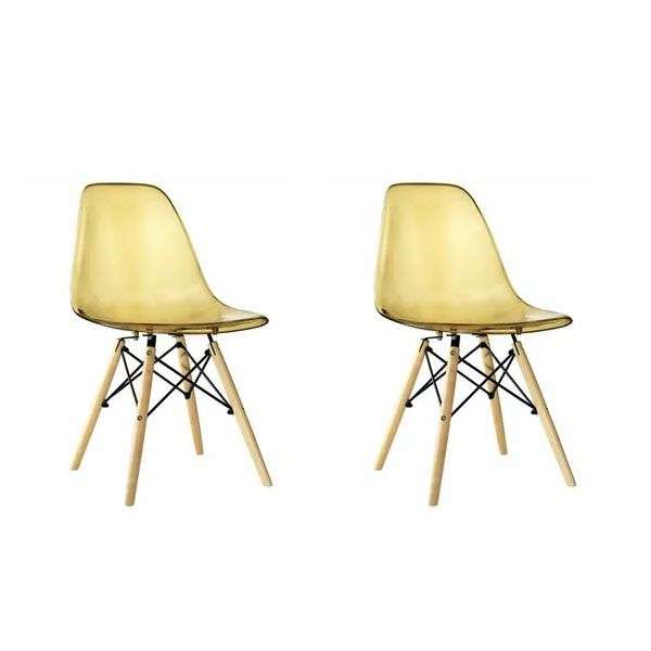SMTE - 2 Pieces Of Multifunctional Modern Design Transparent Eames Chairs Set - Gold