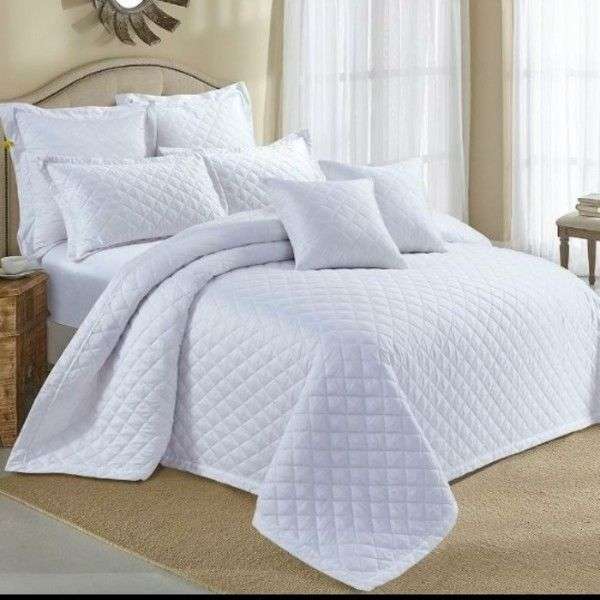 SMTE - Fashionable 5-Piece Bedspread Set - White