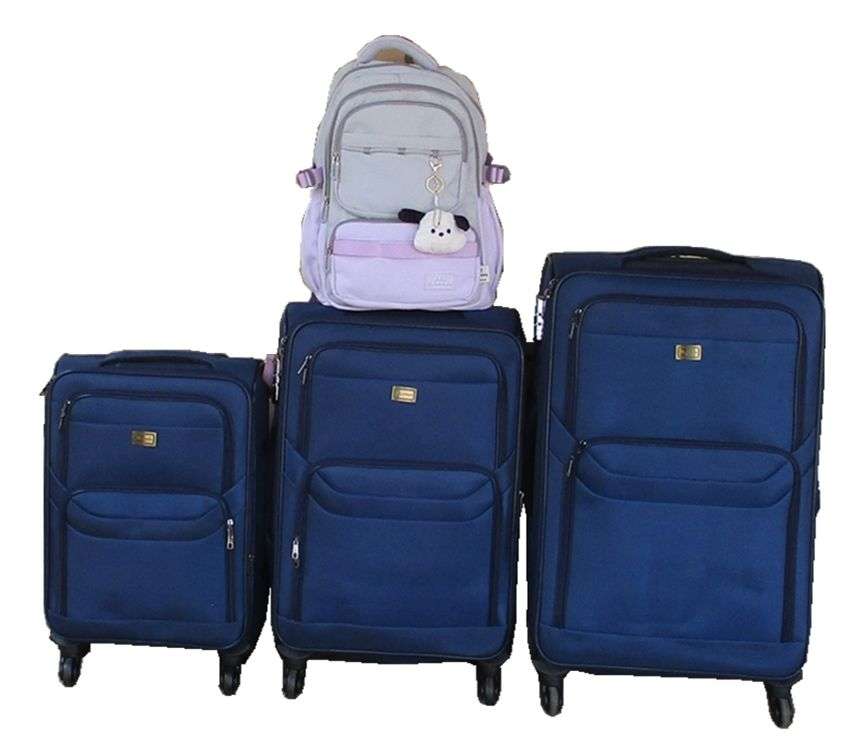 SMTE - 4-Piece Fabric Spinner Luggage Set with Backpack - Navy and Lavender
