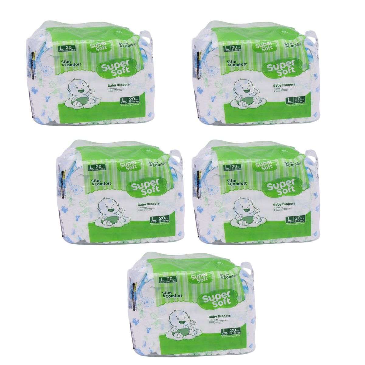 SMTE - Disposable Nappies - Super Soft Slim & Comfort Nappy - Large - 100 Diapers