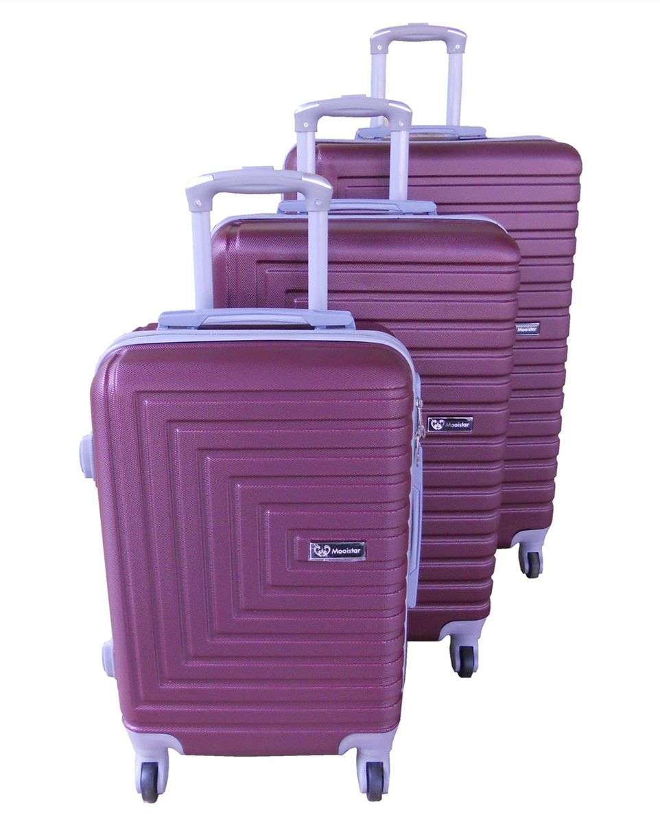 SMTE - 3 Piece Mooistar 28 inch Travel Luggage Suitcase Bag Set - Maroon