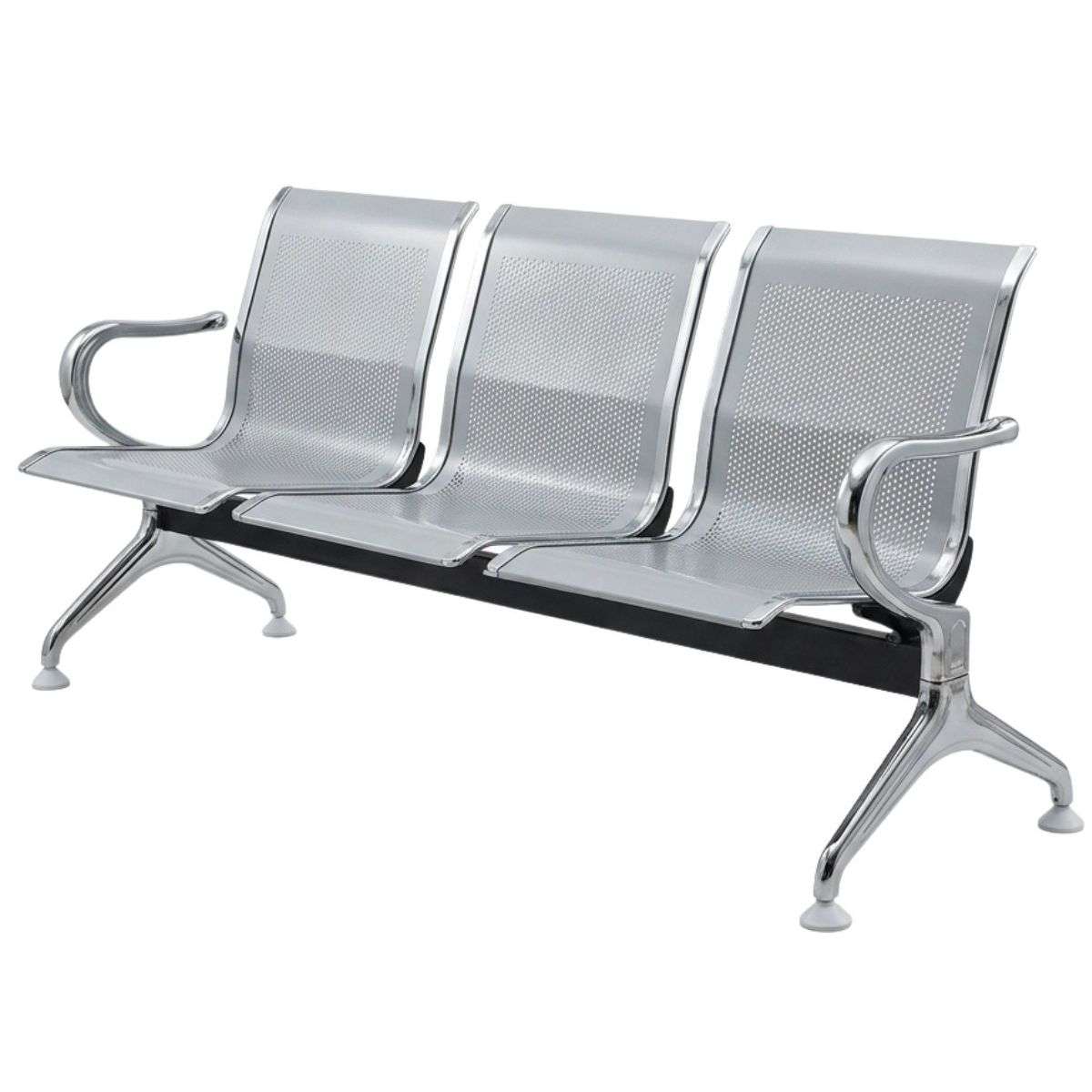 SMTE - S-503 Steel Office Waiting Bench Chair 3 Seater - Silver