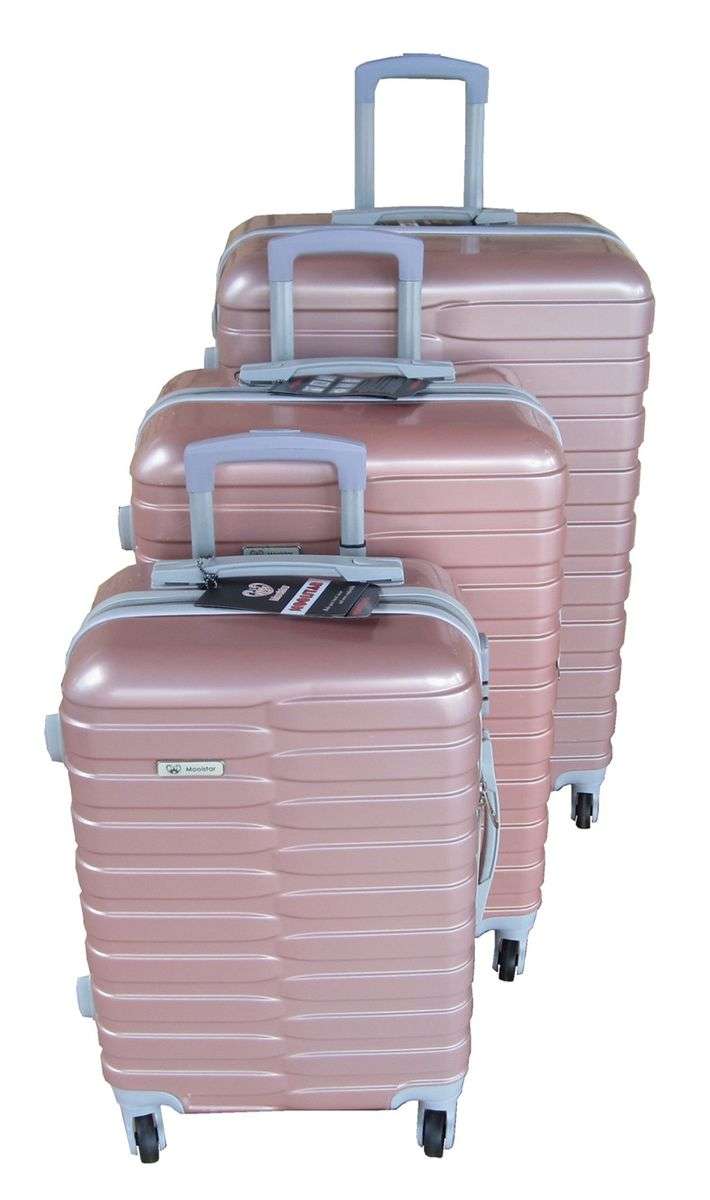 SMTE - Mooistar Travel Luggage 3 Piece Suitcases Spinner - Rose Gold