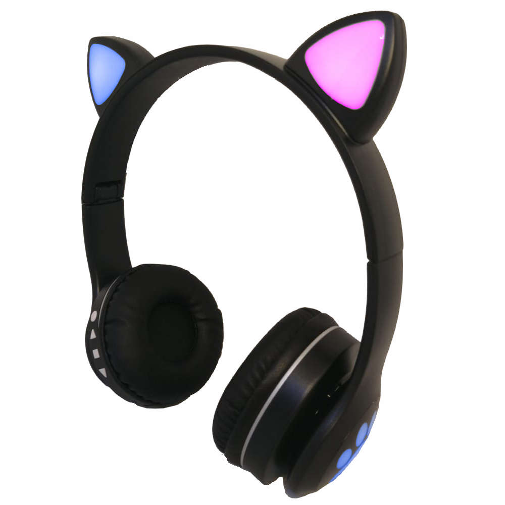 SMTE - LED 2.4GHz Wireless Cat Ear Headphones VZV-23M - Black