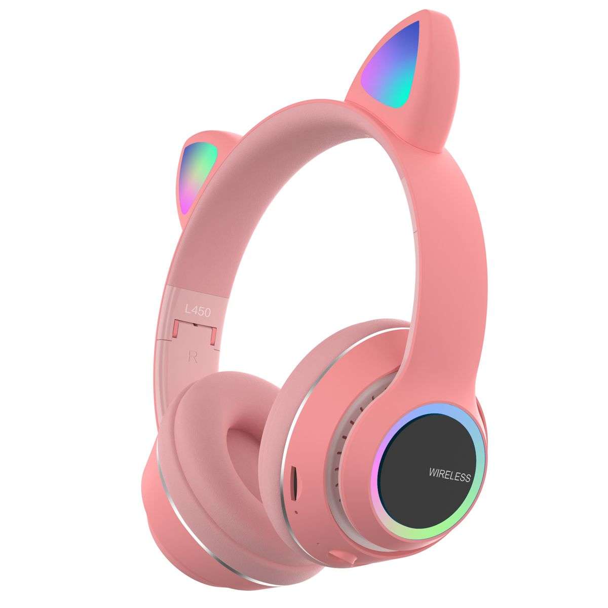 SMTE - Wireless CAT 5.0 Bluetooth LED HeadPhones - Pink