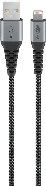 Goobay Lightning USB-A Textile 1m Cable with Metal Plugs