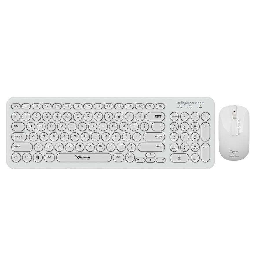 Alcatroz A2000 Jellybean Wireless Keyboard and Mouse Combo - White