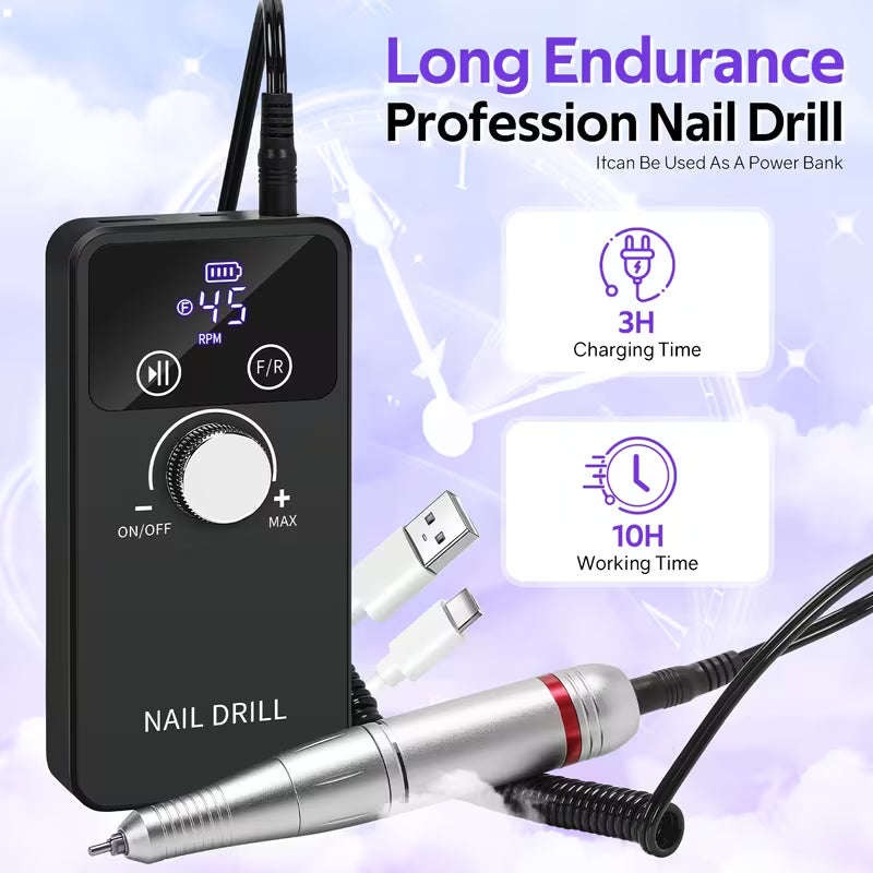 Rechargeable Nail Drill Machine Professional Edition 45000RPM (TOT-V5) White