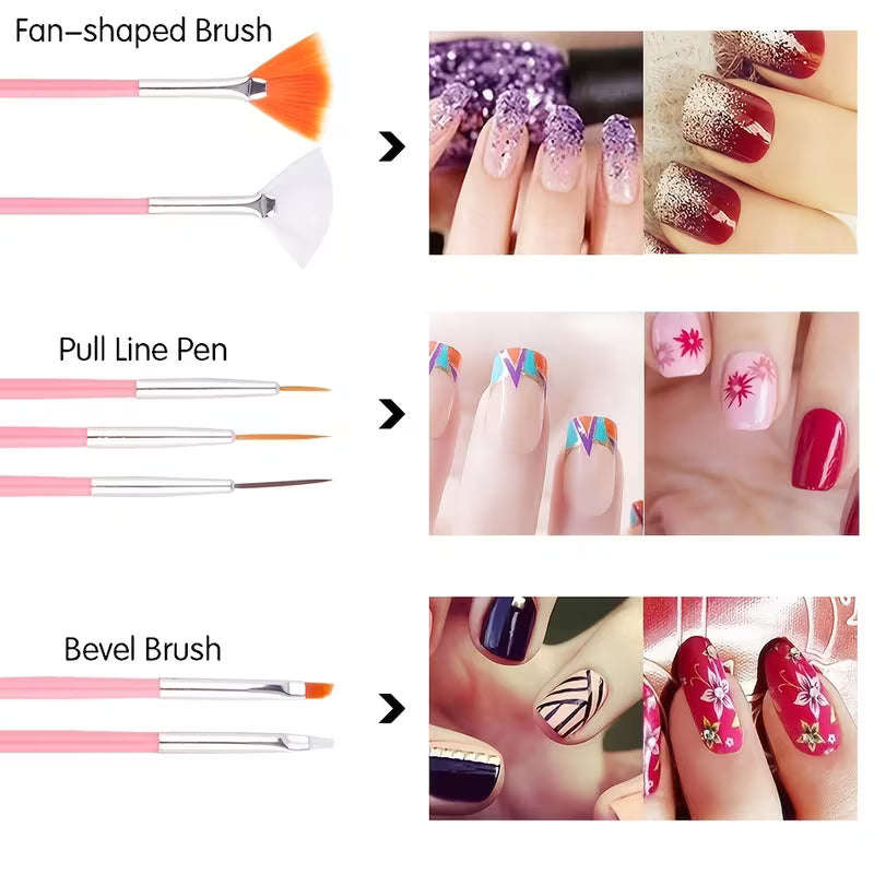 Nail Gel Art Brush Set 15Pcs (Bag)