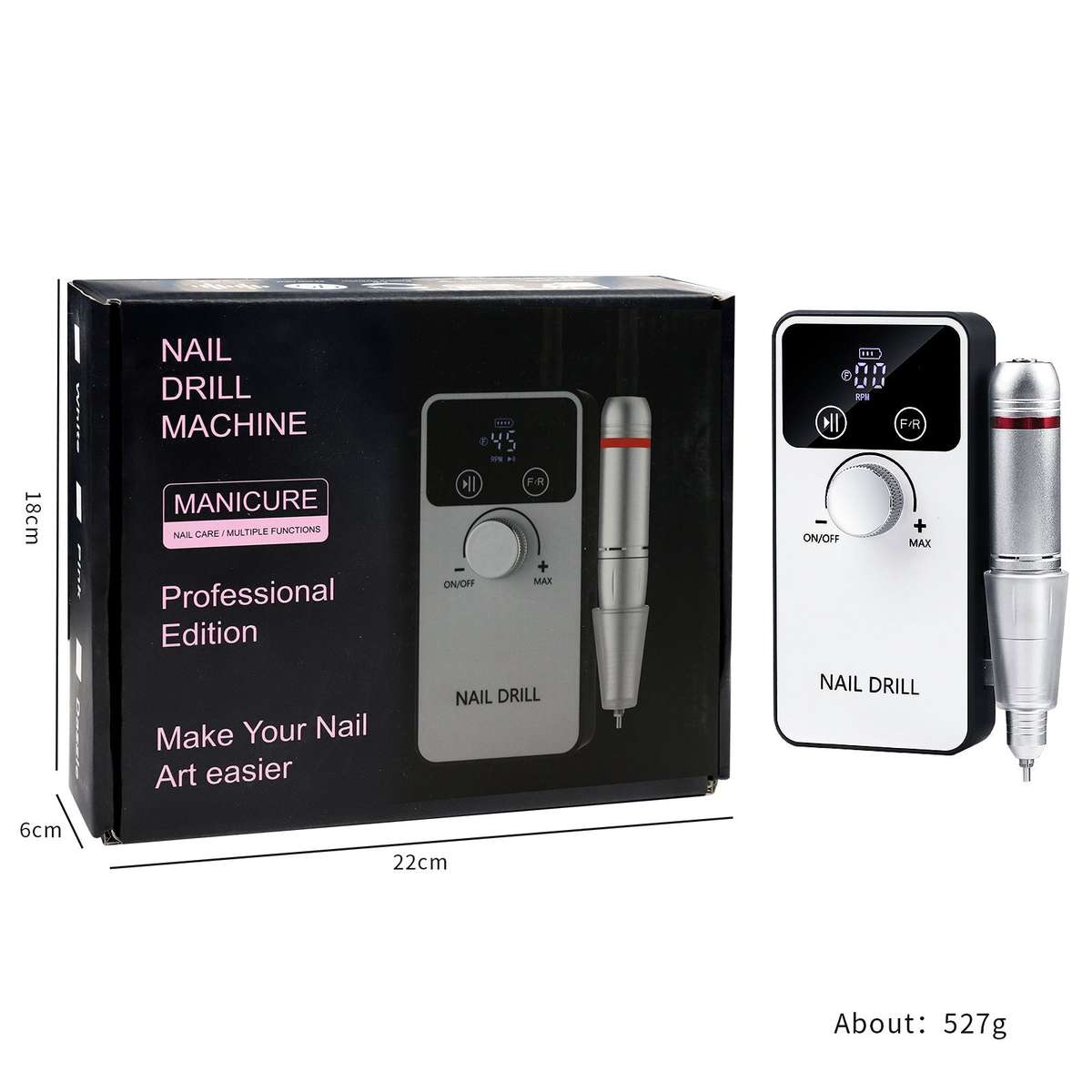 Rechargeable Nail Drill Machine Professional Edition 45000RPM (TOT-V5) White