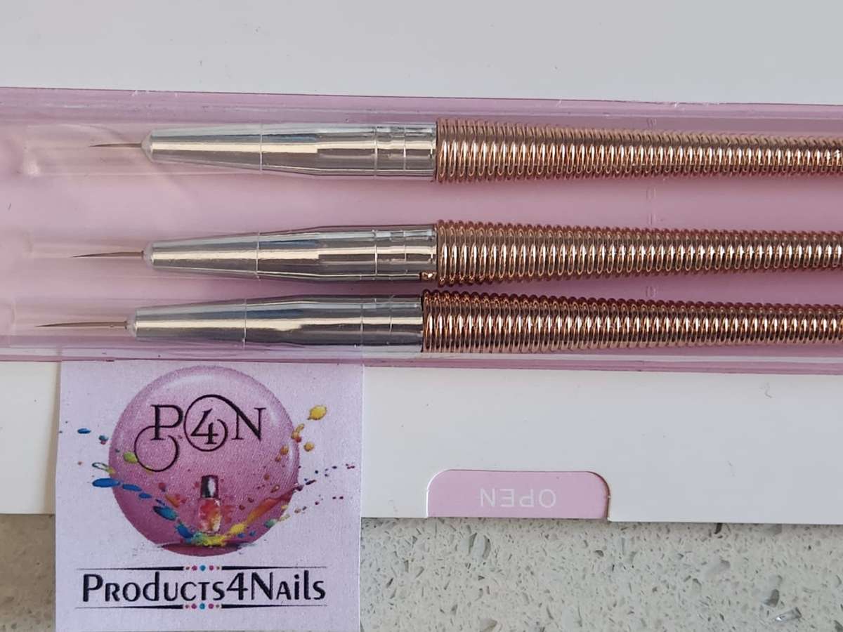 Miss Smoo 3pcs Striping Nail Art Liner Head Brush - ROSE GOLD