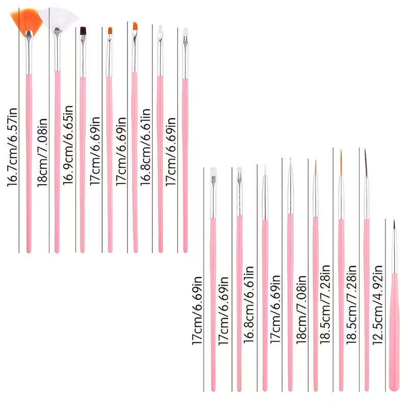 Nail Gel Art Brush Set 15Pcs (Bag)