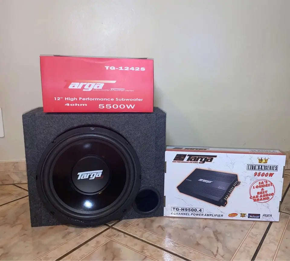 3in1 Combo - Targa 5500W Subwoofer, Targa 9500W 4 channel amplifier and box