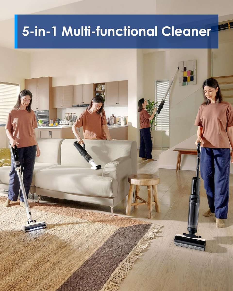 FLOOR ONE Switch S6 Stretch Plus - 65min, Smart 180° Lay Flat Wet Dry Cordless Vacuum Floor Wash...