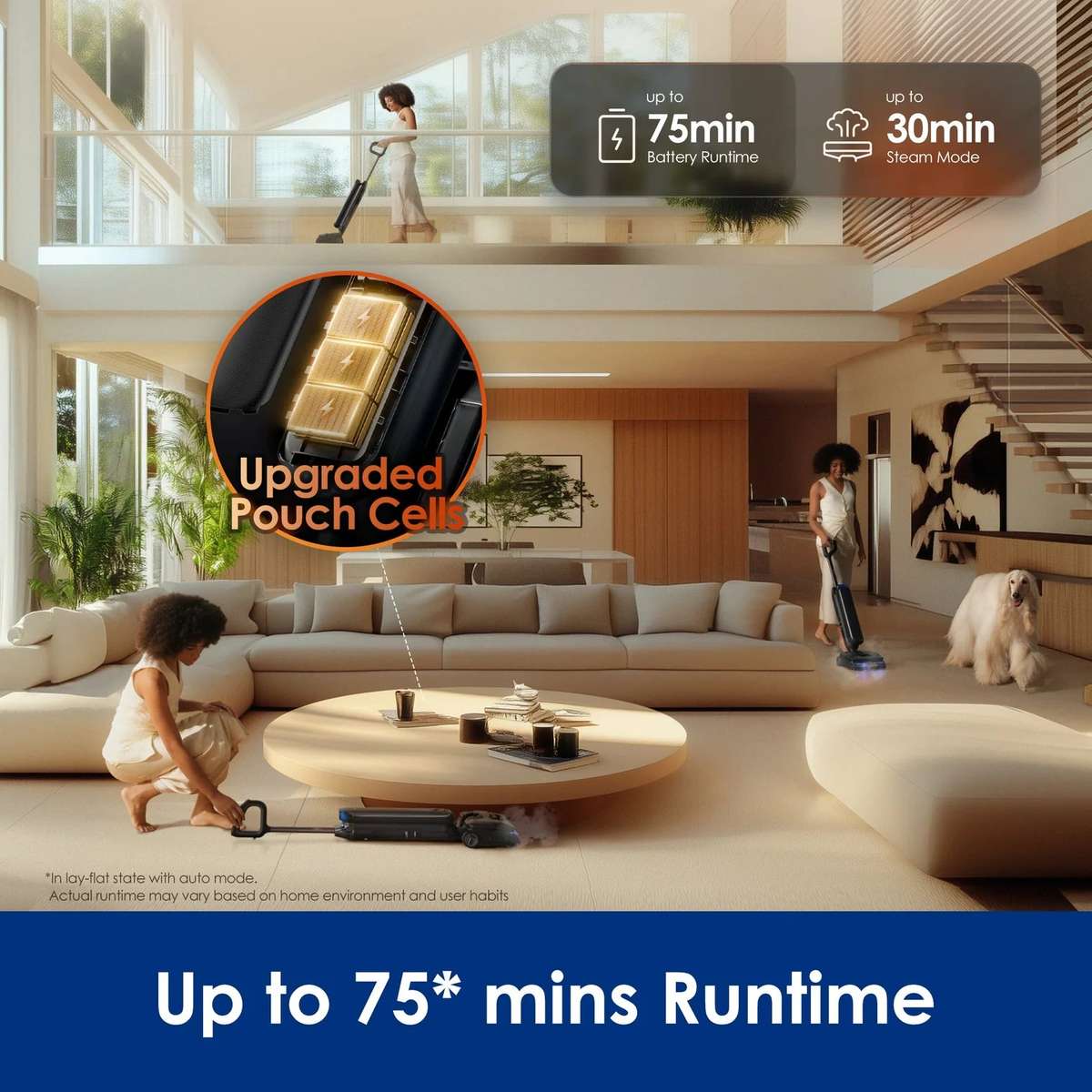 FLOOR ONE S9 Artist Steam - 75min, Smart 180° Lay Flat Wet Dry Cordless Vacuum Floor Washer & Mo...