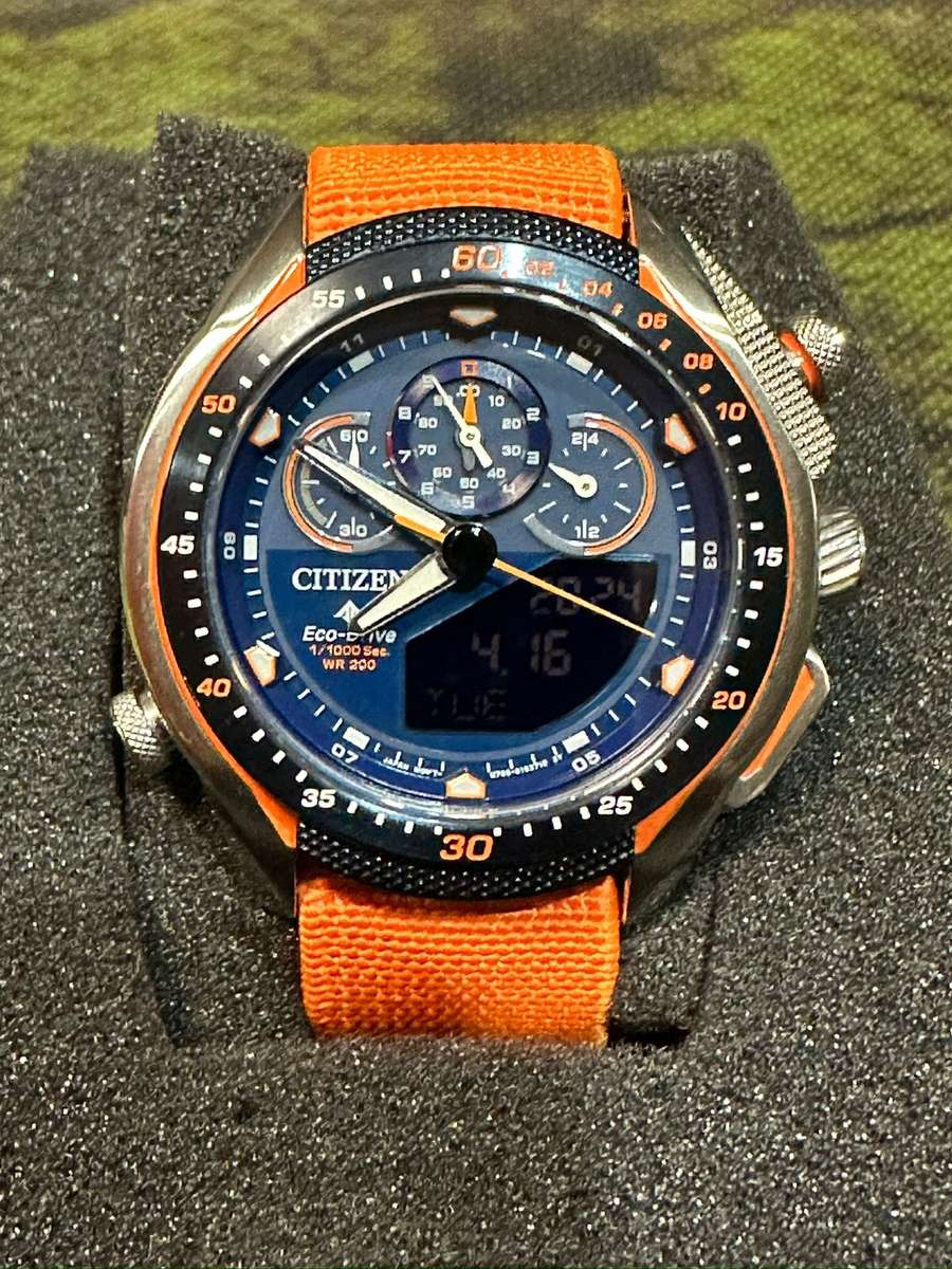 Men's Citizen Eco-Drive Promaster SST orange Strap Watch JW0139-05L