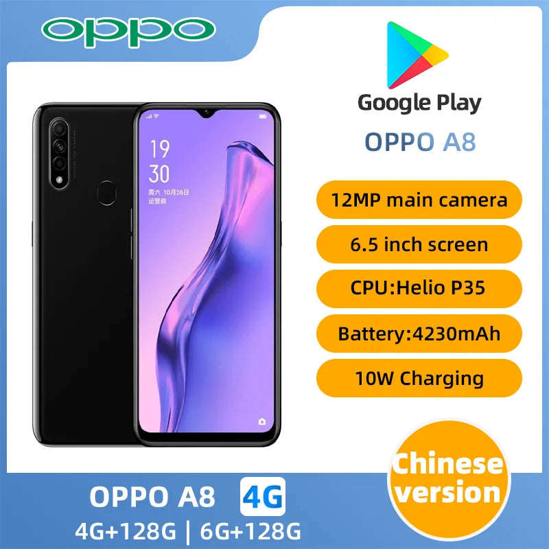 Original Used OPPO A8 Smartphone Helio P35 4230mAh 12MP Camera