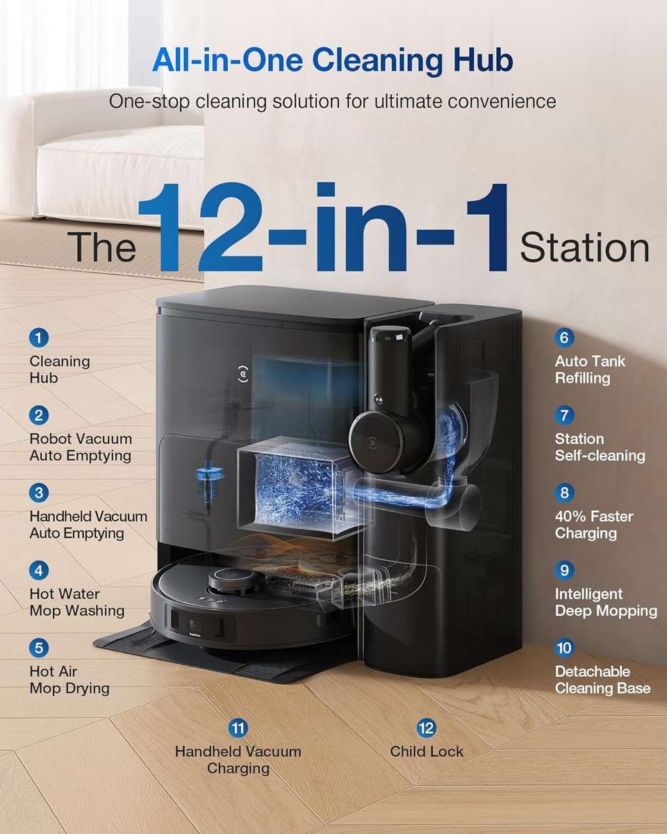 DEEBOT T30S COMBO COMPLETE Robot + Handheld Vacuum Stick & OMNI Station - 11000Pa, 290min Runtime