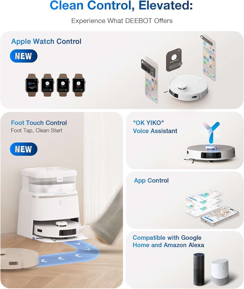 DEEBOT T30 PRO OMNI Robot Vacuum Cleaner - OMNI Station, 11000Pa Suction, 290min Runtime