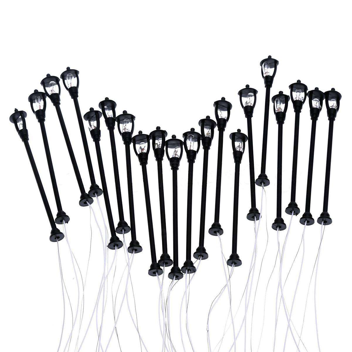 20pcs Model Garden Lamps HO Scale 1:100 Black Model Layout Single Head Garden Lights Lamppost Lan...