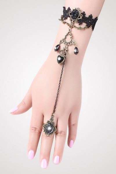 Gemstone & Ring Lace Bracelet H-LB12471