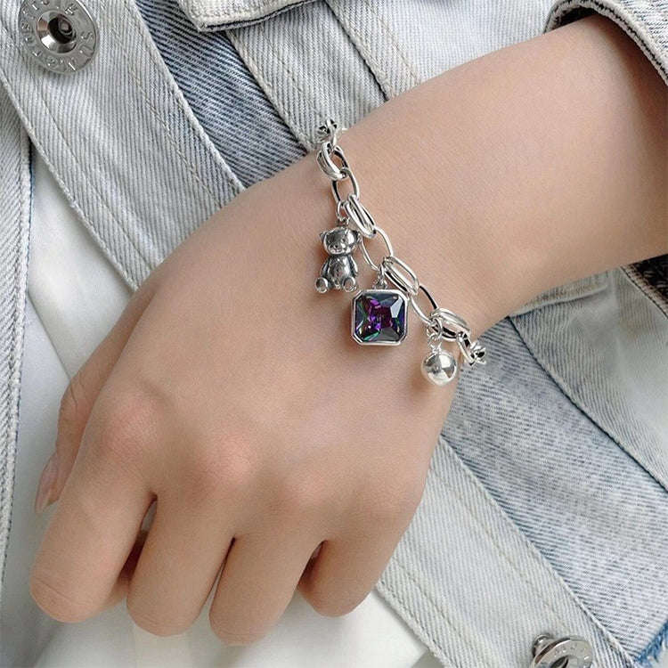 925 Sterling Silver Vintage Open Bracelet Hand Decoration, Specification:SL0779