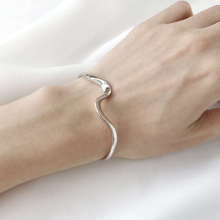 925 Sterling Silver Vintage Open Bracelet Hand Decoration, Specification:SL0161