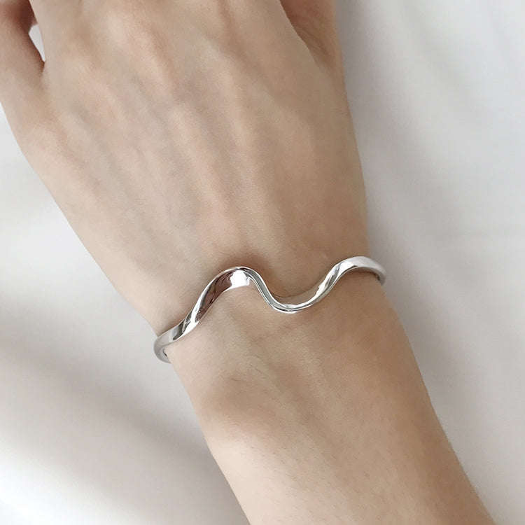 925 Sterling Silver Vintage Open Bracelet Hand Decoration, Specification:SL0161