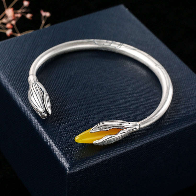 925 Sterling Silver Vintage Open Bracelet Hand Decoration, Specification:SL0680