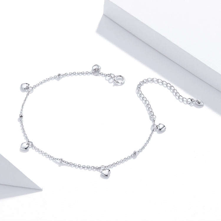 S925 Sterling Silver Platinum Plated Hollow Heart Bracelet