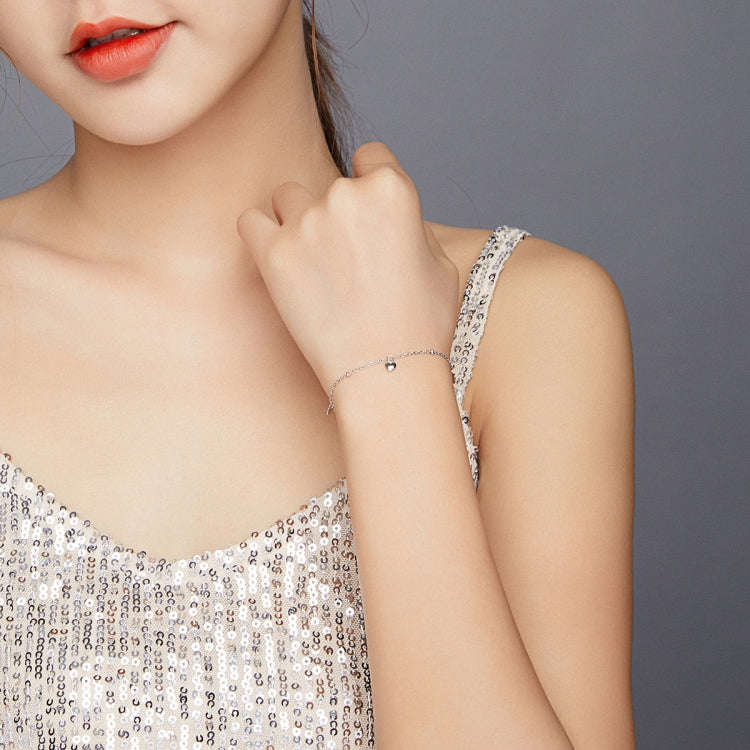 S925 Sterling Silver Platinum Plated Hollow Heart Bracelet