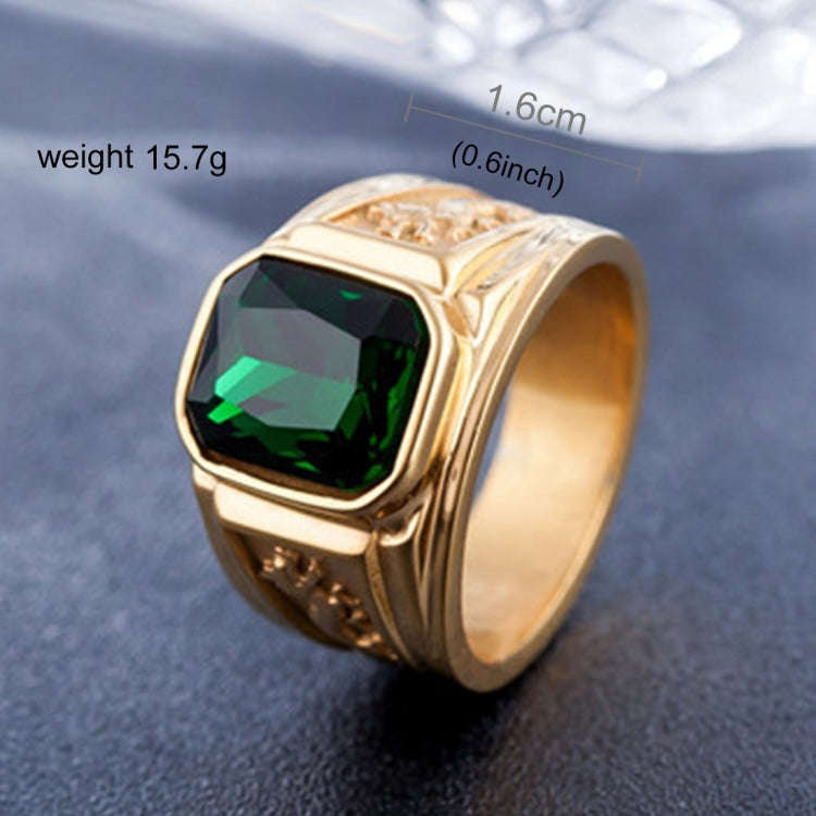 Retro Square Gemstone Carved Dragon Totem Signet Titanium Steel Ring for Men, US Size: 11, Diamet...