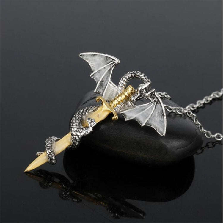 Luminous Jewelry Dragon Sword Pendant Necklace Dark Anime Necklace
