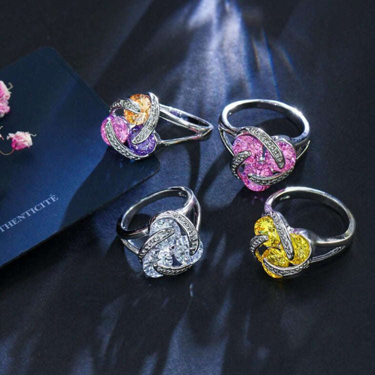 Fashion Cubic Zirconia Knot Earrings Necklace Ring Set for Women, Ring Size:9(Multi-color)