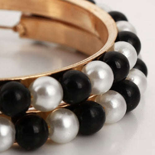 1 Pair Girls Hoop Pearl Earring With Big Circle(White)