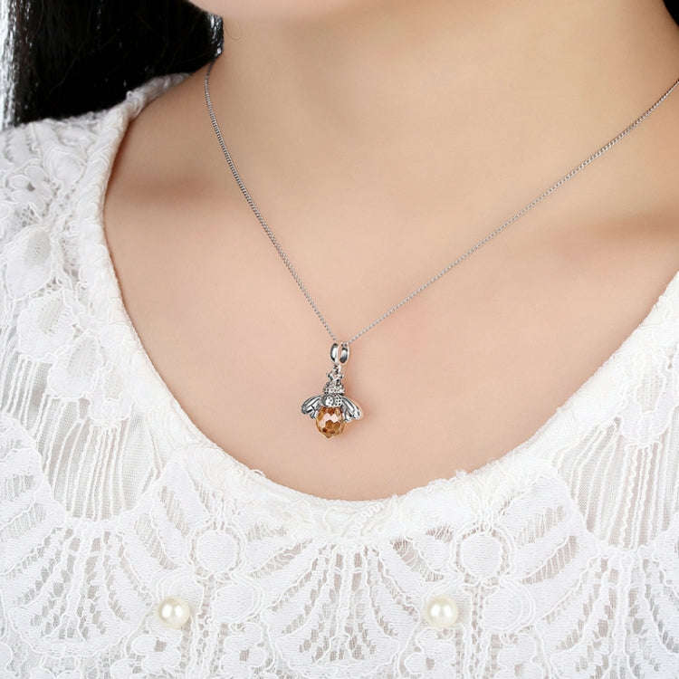 S925 Sterling Silver Personality Inlaid Bee Crystal Pendant