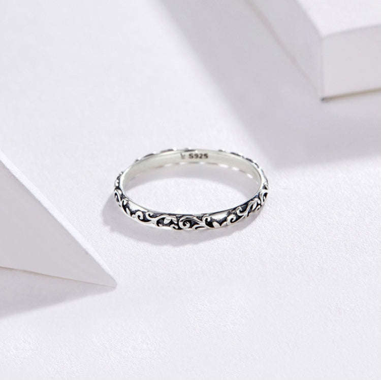 Vintage Pattern Sterling Silver Ring S925 Fashion Pattern Ring, Size:6 US Size