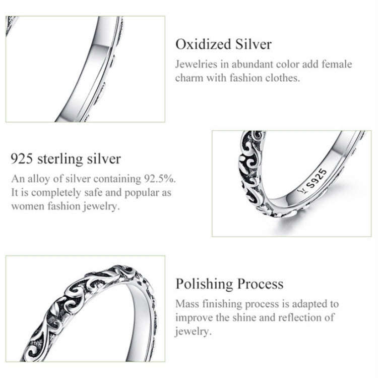 Vintage Pattern Sterling Silver Ring S925 Fashion Pattern Ring, Size:6 US Size