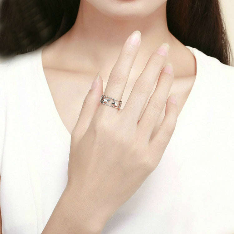 S925 Sterling Silver Ring Cute Cat Open Ring