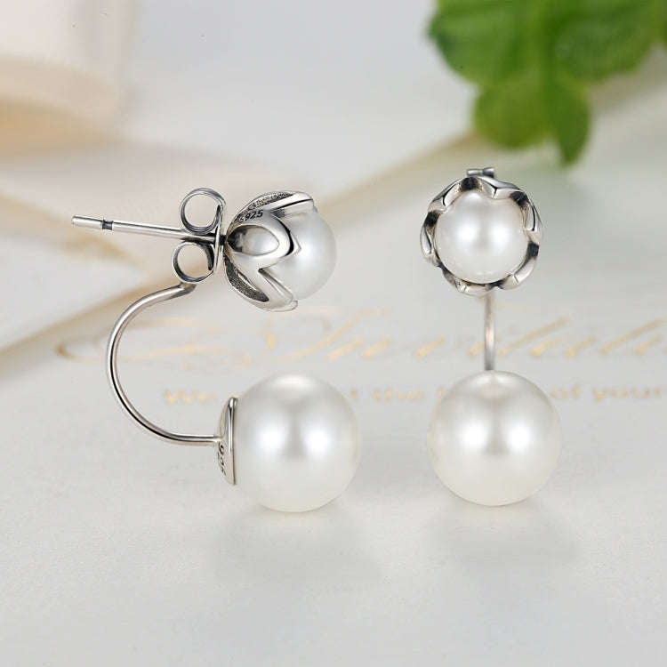 S925 Double Side Sterling Silver Bead Earring