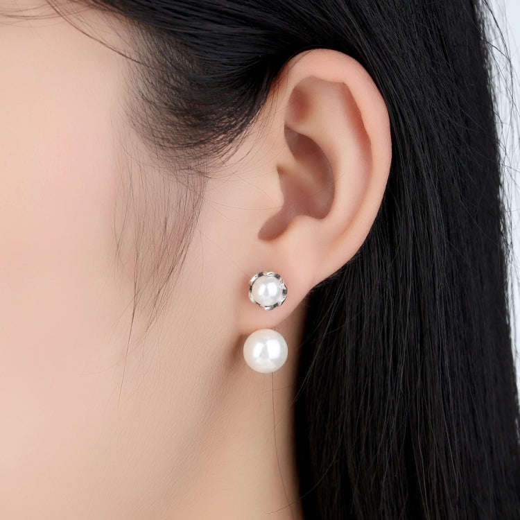 S925 Double Side Sterling Silver Bead Earring