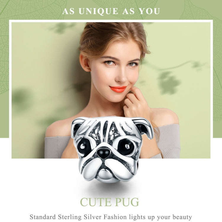 S925 Sterling Silver Cute Pug  Beads DIY Bracelet Accessory