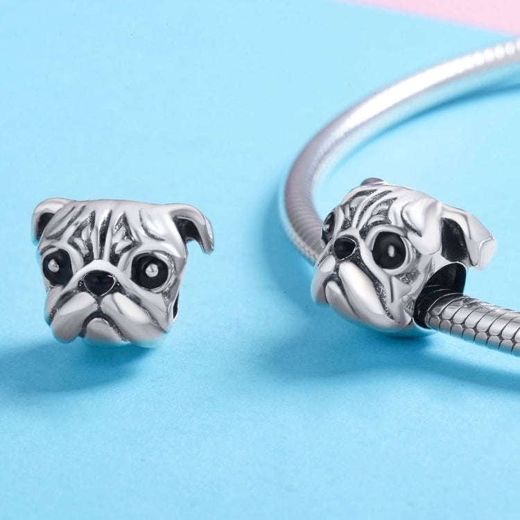 S925 Sterling Silver Cute Pug  Beads DIY Bracelet Accessory