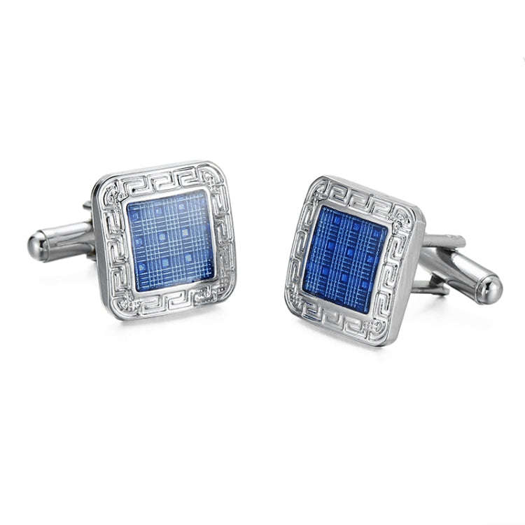 Men Shirt Cufflinks Blue Series Enamel Crystal Vintage Pattern Cufflinks, Color: 16