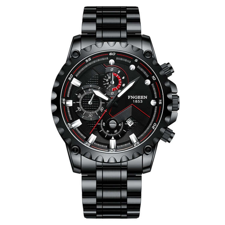 FNGEEN 5757 Men Waterproof Sports Fashion Stainless Steel Watch(Black Steel Black Surface)
