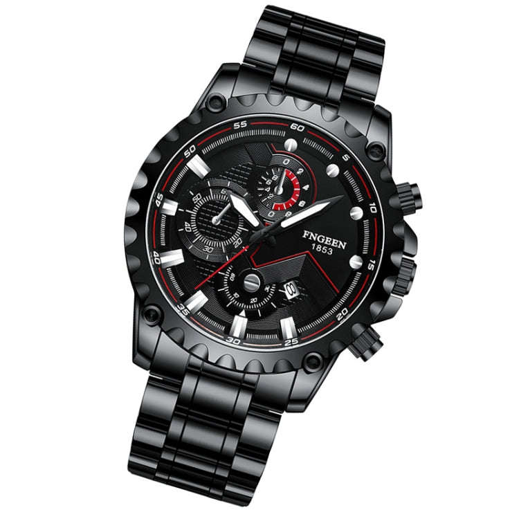 FNGEEN 5757 Men Waterproof Sports Fashion Stainless Steel Watch(Black Steel Black Surface)