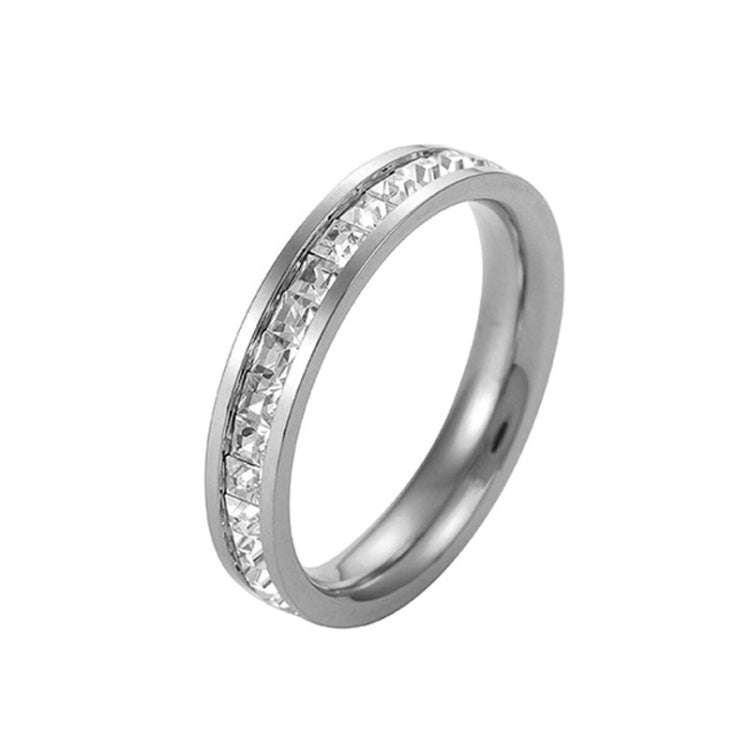 2 PCS Girls Simple Titanium Steel  Ring, Size: US Size 7(Single Row Silver)