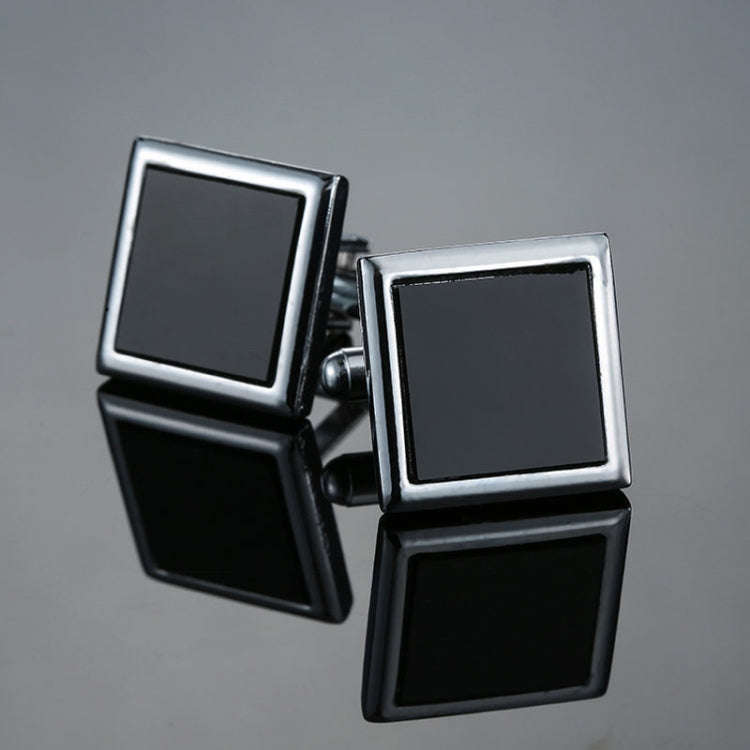 Laser Metal Brass Men Shirt Cufflinks, Color: Black square