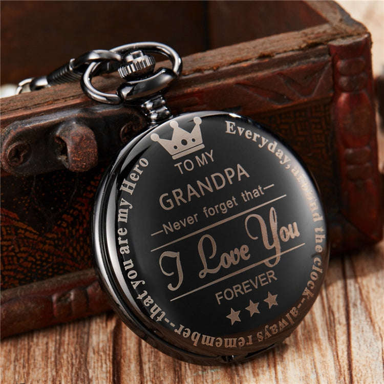 Engraved Vintage Commemorative Quartz Pocket Watch Round Watch, Style: Grandpa